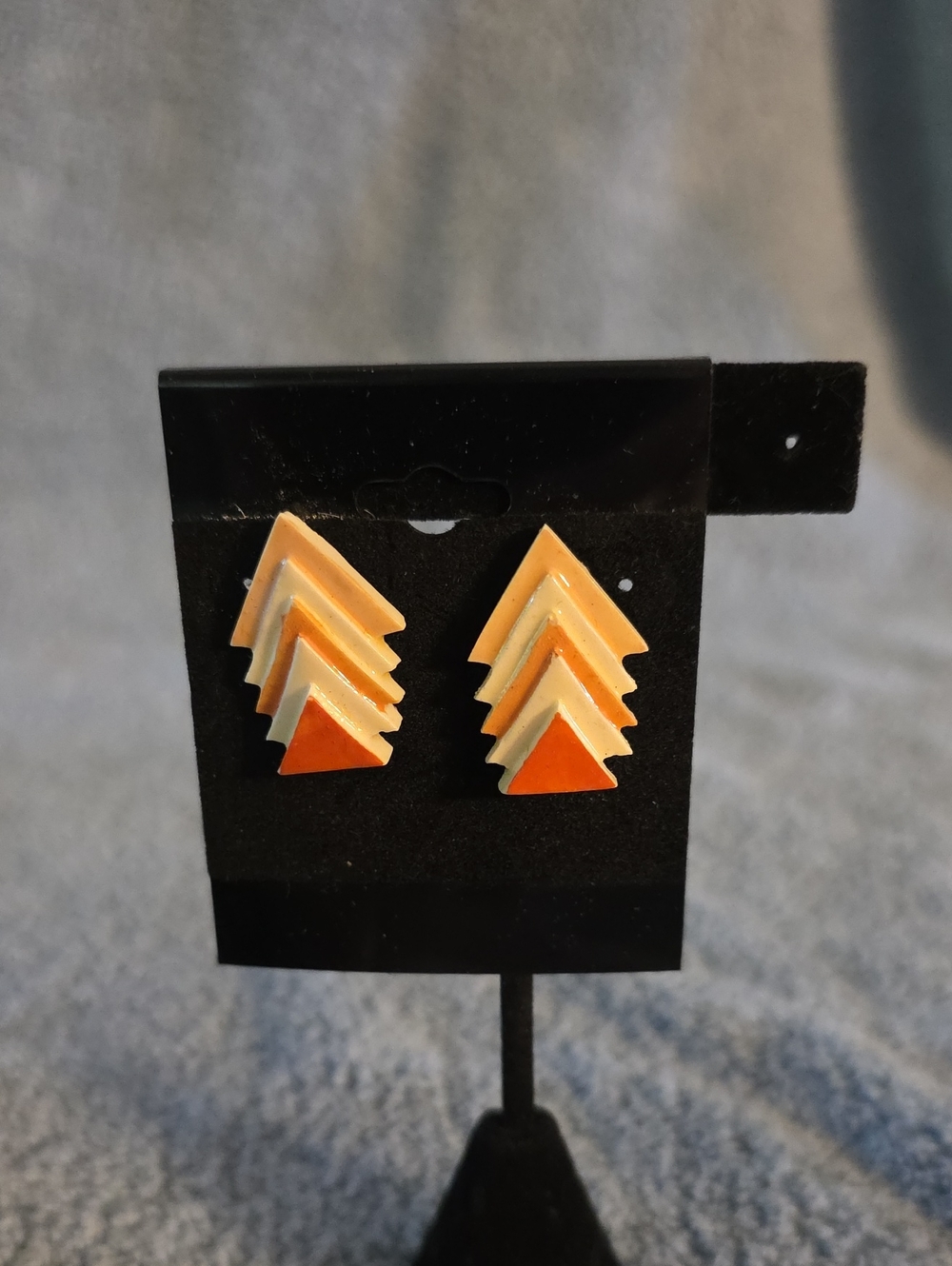 Geometric Orange Chevron Drop Earrings - Women Jewelry